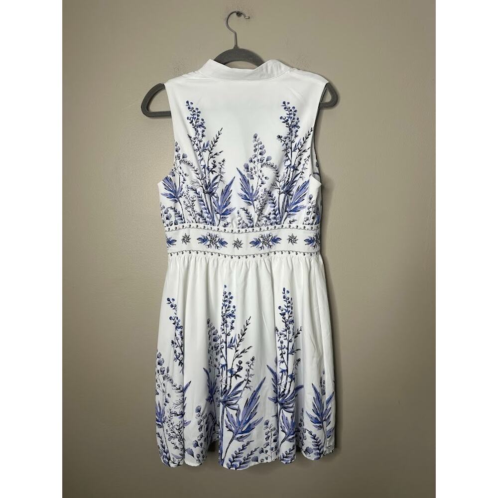 Cupshe White Mini Dress with Blue Botanical Print - Picture 5 of 12